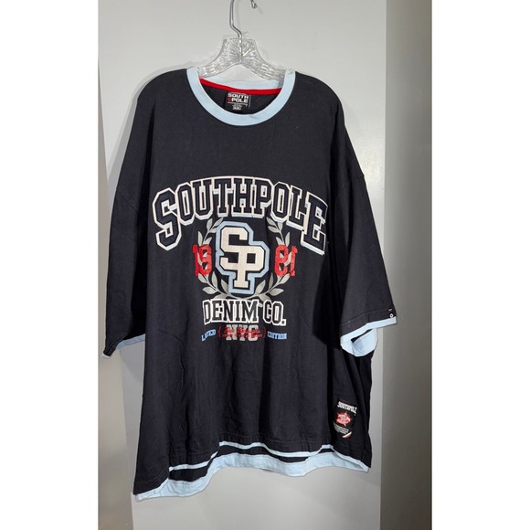 South Pole Authentic collection men's navy blue shirt 3D ivory patch graphic 4XL - Picture 1 of 6